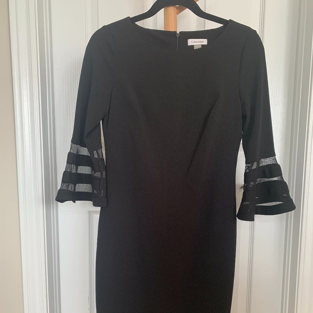 NWOT Calvin Klein Dress, Size 6, Black w/Tulle Detail